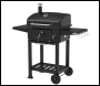 Sealey DG283 Dellonda Charcoal Grill BBQ Smoker & Trolley with 2 Side Shelves - Black