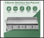 Sealey DG311 Dellonda 4 Burner Portable Gas Plancha with Warming Rack 10kW & Heavy Duty Cover
