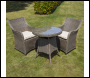 Sealey DG86 Dellonda Chester Rattan Wicker Outdoor Dining Set with Tempered Glass Tabletop 3pc