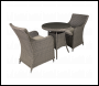 Sealey DG86 Dellonda Chester Rattan Wicker Outdoor Dining Set with Tempered Glass Tabletop 3pc