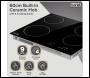 Sealey DH131 Baridi Integrated Ceramic Hob with 4 Cooking Zones 60cm - Black Glass