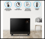 Sealey DH137 Baridi Electric Glass Panel Heater, 1500W, Thermostat Controlled 24Hr 7 Day Timer, Wi-Fi Enabled, Remote Control, Black - DH137