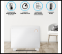 Sealey DH138 Baridi Electric Glass Panel Heater, 1500W, Thermostat Controlled 24Hr 7 Day Timer, Wi-Fi Enabled, Remote Control, White