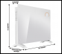 Sealey DH140 Baridi Electric Glass Panel Heater, 2000W, Thermostat Controlled 24Hr 7 Day Timer, Wi-Fi Enabled, Remote Control, White