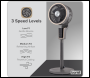 Sealey DH141 Baridi Pedestal Fan with Remote Control & 12hr Timer 12 inch  - Grey
