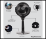 Sealey DH143 Baridi 10 inch  Pedestal Fan with Remote Control 230V - Black