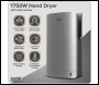 Sealey DH150 Baridi Hand Dryer with HEPA Filter & Auto-Sensor 1750W/230V - Silver