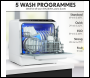 Sealey DH224A Baridi 2-4 Place Settings Mini Portable Tabletop Dishwasher, 5 Wash Functions