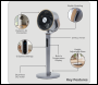 Sealey DH264 Baridi 12 inch  Pedestal Fan with Remote Control, Back Light & 12hr Timer - Grey