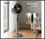 Sealey DH264 Baridi 12 inch  Pedestal Fan with Remote Control, Back Light & 12hr Timer - Grey