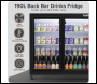 Sealey DH273 Baridi Back Bar Drinks Fridge/Cooler with Double Sliding Doors, 190L Capacity