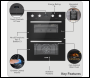 Sealey DH278 Baridi 72cm Built-Under Double Oven, 74L Capacity, Energy Rating A – Black