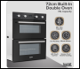Sealey DH278 Baridi 72cm Built-Under Double Oven, 74L Capacity, Energy Rating A – Black