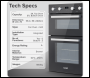 Sealey DH279 90cm Built-In Double Oven, 88L Capacity, Energy Rating A - Black