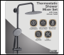 Sealey DH315 Thermostatic Shower Mixer Set, 20cm Round Head, Adjustable Rail - Black