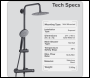 Sealey DH315 Thermostatic Shower Mixer Set, 20cm Round Head, Adjustable Rail - Black