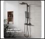 Sealey DH317 Thermostatic Shower Mixer Set, 20x20cm Square Head, Adjustable Rail - Black