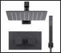 Sealey DH321 Concealed Thermostatic Shower Set 20 x 20cm Square Head & Hand Shower - Black