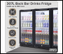 Sealey DH336 Baridi Back Bar Drinks Fridge/Cooler with Triple Hinged Door & Security Lock 307L - Black