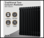 Sealey DH363 Baridi Horizontal Traditional 2 Column Radiator 600 x 832mm – Black