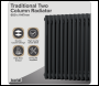 Sealey DH365 Baridi Horizontal Traditional 2 Column Radiator 600 x 1147mm – Black