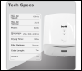 Sealey DH378 Baridi High Speed Hand Dryer with Auto Sensor 1400-1650W - White