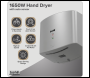 Sealey DH379 Baridi High Speed Hand Dryer with Auto-Sensor 1400-1650W - Silver