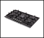 Sealey DH383 Baridi 90cm Gas Hob Black Glass with 5 Burners, Cast Iron Supports & Auto Ignition 11kW