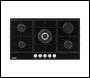 Sealey DH383 Baridi 90cm Gas Hob Black Glass with 5 Burners, Cast Iron Supports & Auto Ignition 11kW