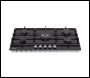 Sealey DH383 Baridi 90cm Gas Hob Black Glass with 5 Burners, Cast Iron Supports & Auto Ignition 11kW