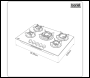 Sealey DH384 Baridi 70cm Gas Hob Matt Black with 5 Burners, Cast Iron Supports & Auto Ignition 10.4kW