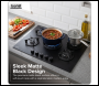 Sealey DH384 Baridi 70cm Gas Hob Matt Black with 5 Burners, Cast Iron Supports & Auto Ignition 10.4kW