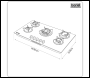 Sealey DH385 Baridi 90cm Gas Hob Matt Black 5 Burners Cast Iron Supports & Auto Ignition 10.4kW