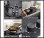 Sealey DH385 Baridi 90cm Gas Hob Matt Black 5 Burners Cast Iron Supports & Auto Ignition 10.4kW