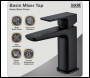 Sealey DH393 Baridi Basin Mixer Tap with Clicker Waste - Matt Black