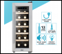 Sealey DH74 Baridi 12 Bottle Wine Fridge with Digital Touchscreen Controls, Metal Shelves & LED Light - Stainless Steel