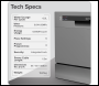 Sealey DH84 Baridi Tabletop Dishwasher 6 Place Settings 6.5L Capacity - Silver