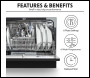 Sealey DH85 Baridi Tabletop Dishwasher 6 Place Settings 6.5L Capacity - Black