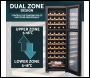 Sealey DH92 Baridi 44 Bottle Dual Zone Wine Fridge with Digital Touchscreen Controls, Beech Wood Shelves & LED Light - Black