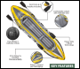 Sealey DL155 Dellonda Inflatable 2-Person Kayak/Canoe Set with Pump, Carry Bag & 2 Oars - Blue/Yellow/White