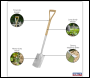 Sealey GTWH017 Premier Border Spade with Ash Y Handle & Stainless Steel Blade
