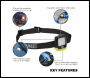Sealey HT02LED Rechargeable Clip Light with Auto-Sensor 2W & 1.5W SMD LED