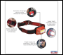 Sealey HT08RR Rechargeable Head Torch with Auto-Sensor 8W COB LED - Red