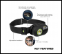 Sealey HT300R Rechargeable Headlight with Auto-Sensor 3W COB & 1W SMD LED