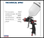 Sealey HVLP01 Premier Professional HVLP Gravity Feed Spray Gun 1.3mm Set-Up