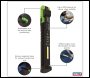 Sealey LED01G Rechargeable Slim Folding Pocket Light 2 COB & 1 SMD LED - Green