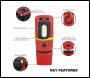 Sealey LED3601R Rechargeable 360° Inspection Light 3W COB & 1W SMD LED - Red