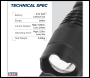 Sealey LED449 Rechargeable Aluminium Torch with Adjustable Focus 10W SMD LED