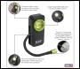 Sealey LED600FX Pocket Light with Flexi Inspection Light 8W COB LED & 1W SMD LED