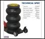 Sealey PAFJ3 Premier Air Operated Long Handle Fast 3-Stage Jack 3 Tonne